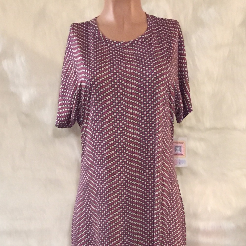 LuLaRoe Maria red white and blue star dress NWT